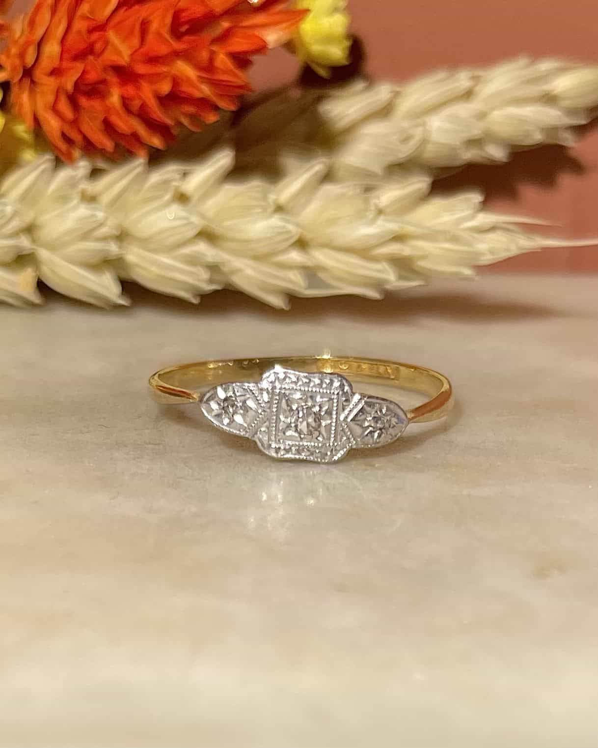 Bague Art Déco Vintage Fantaisie En Argent - Taille 56 - Pièce Rare Et Authentique